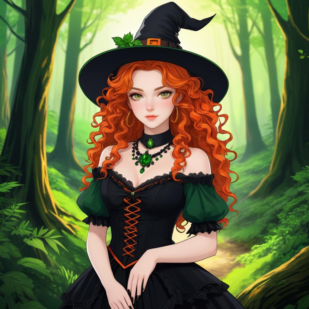 Gothic Girl Leprechaun in Mysterious Forest