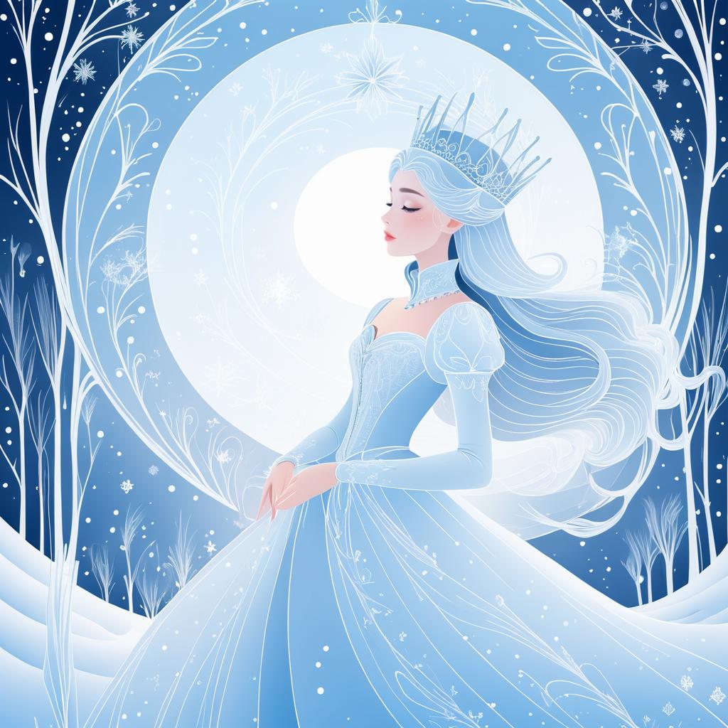 Whimsical Snow Queen in Ethereal Art