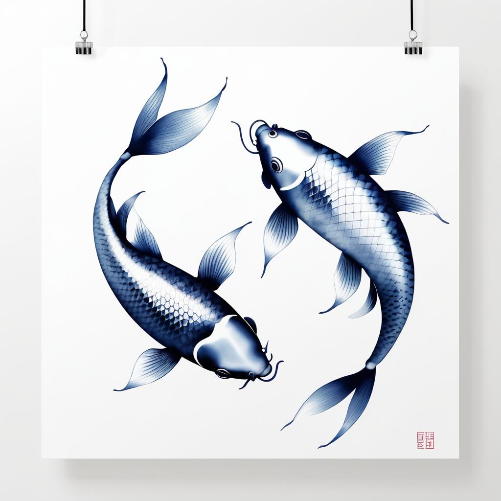 Elegant Minimalist Koi Fish Drawing