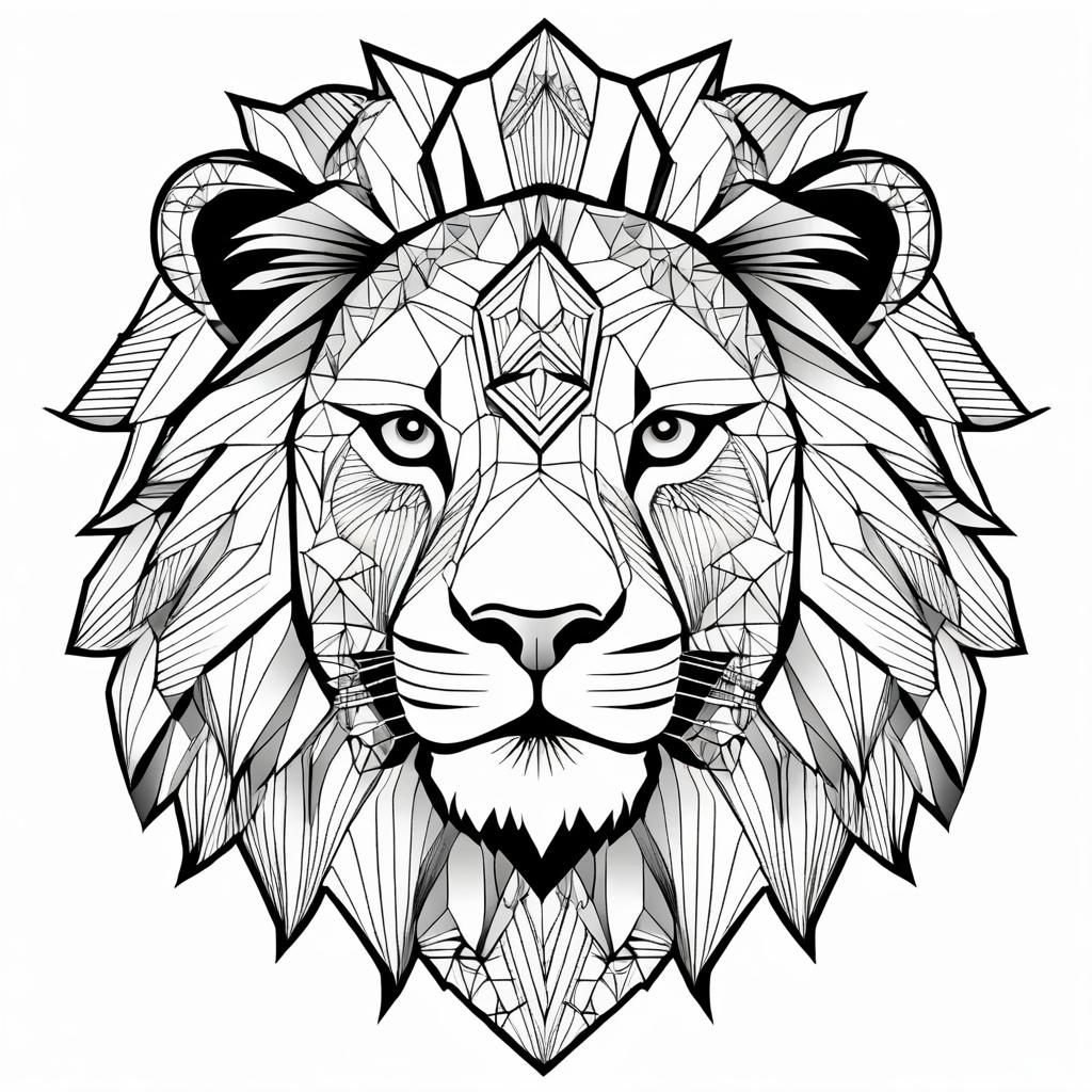 Intricate Geometric Lion's Head Artwork