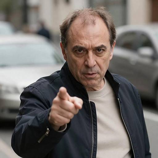 Middle-Aged Man Pointing Outdoors