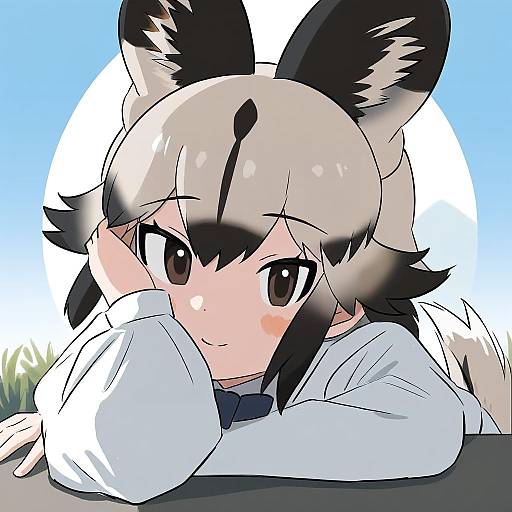 Illustration of African wild dog (kemono friends), kemono friends in the style of Tenten (chan4545)