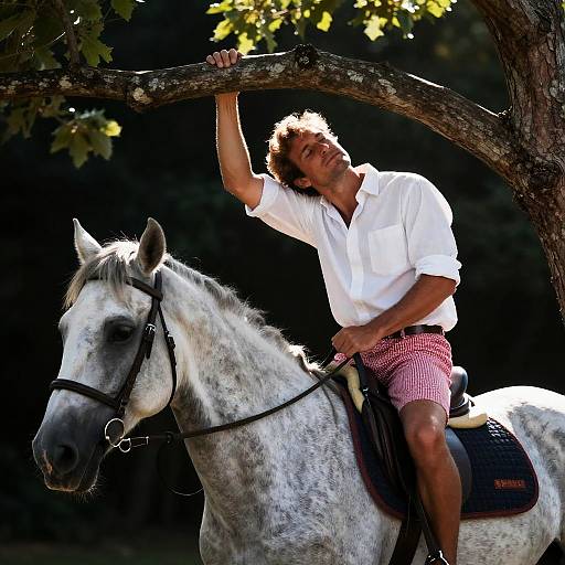 Relaxed Rider on a Grey Dappled Horse