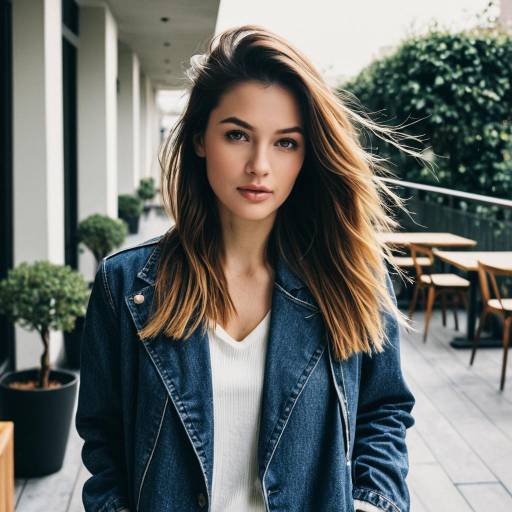 Woman with V-Cut Layered Hairstyle Outdoors