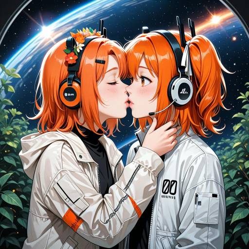Surprise Kiss in Cosmic Comic Style