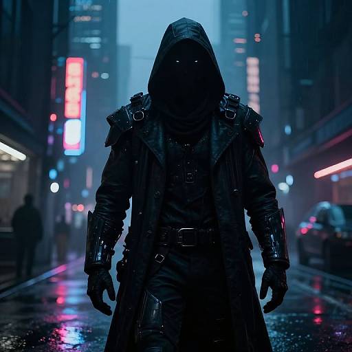 Cyberpunk Adversary in Dystopian City