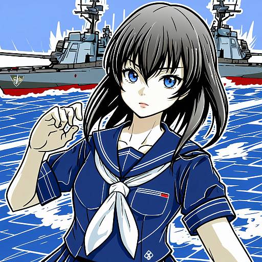 Illustration of Ha-class destroyer, kantai collection in the style of Zankuro