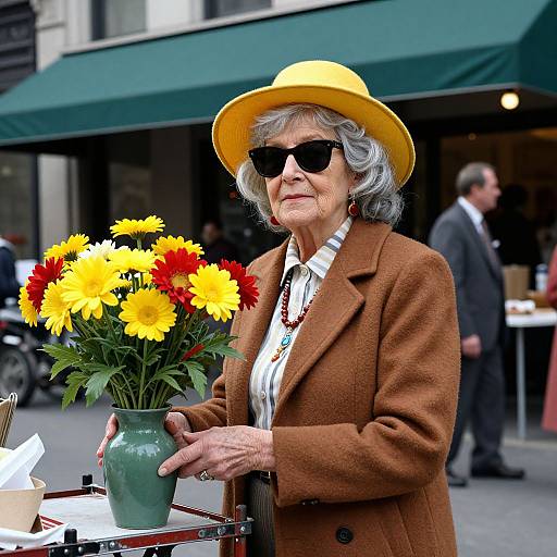 Confident Elderly Woman in 1970s NYC