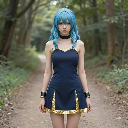 Female Anime Cosplayer in Forest