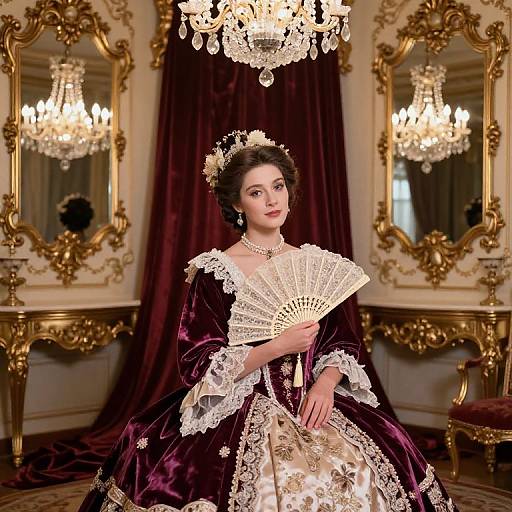 Aristocratic Beauty in Rococo Salon