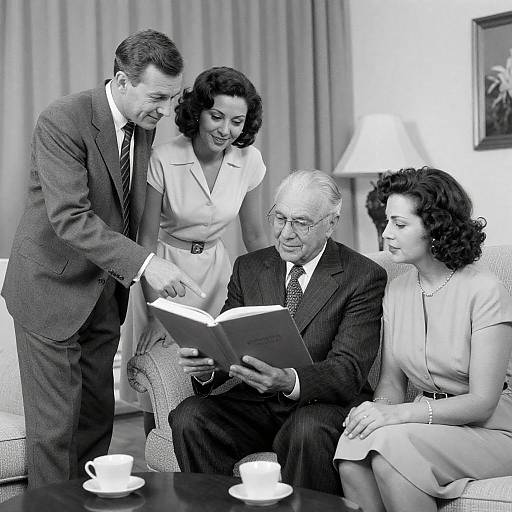 Classic Living Room Black-and-White Scene