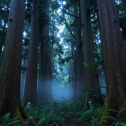 Mystical Ancient Forest with Creatures