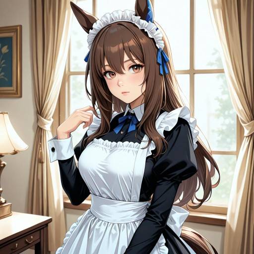 Enchanting Horse Girl in Maid Outfit