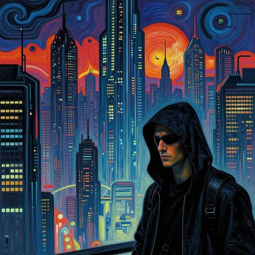 Cyberpunk Post-Impressionist Cityscape