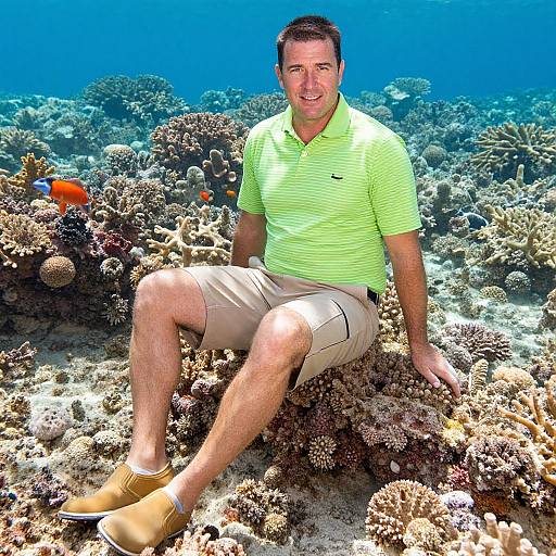 Man in Golf Polo by Coral Reefs