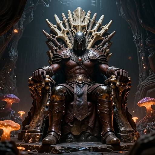 Ancient Dragon Bone Throne with Knight