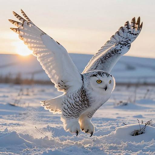 Cinematic Close-Up of Snowy Owl in Flight