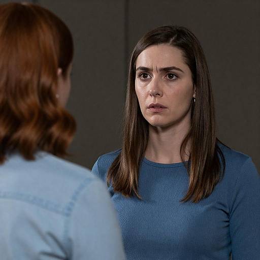 Intense Close-Up Conversation Between Women