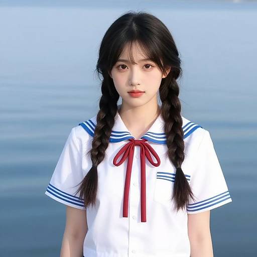 Female in Uniform by Water