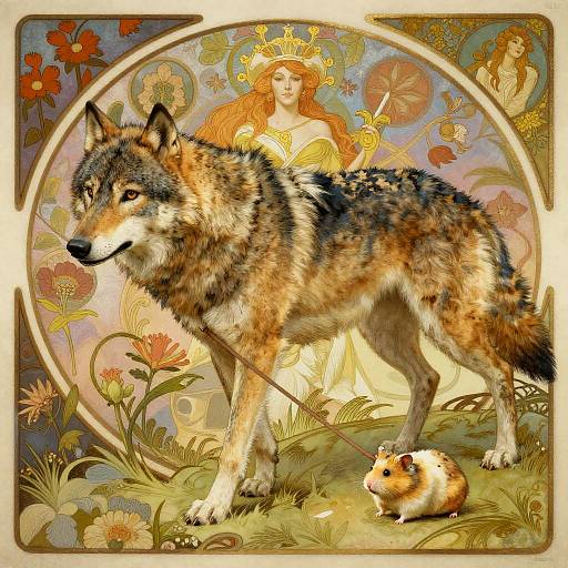 Anthropomorphic Wolf Walking Hamster