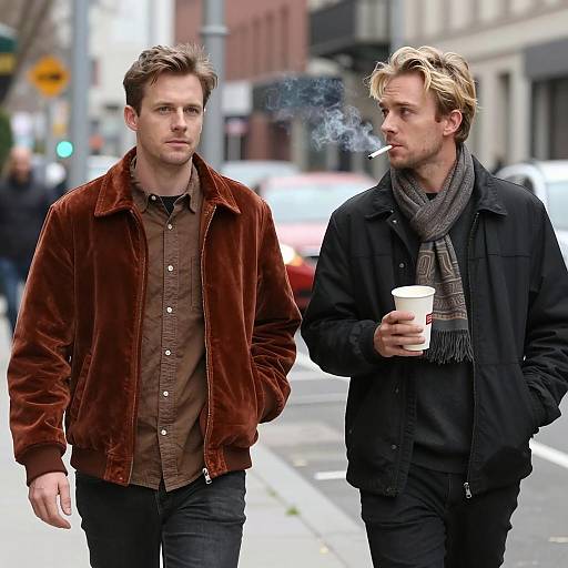 Urban Encounter: Two Men in City Street