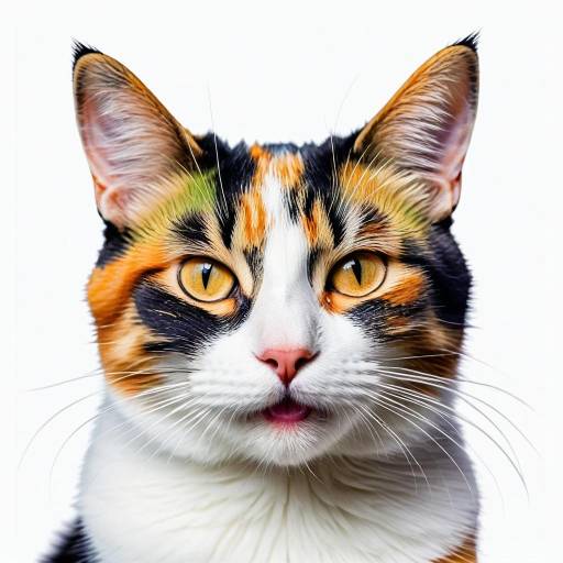 Charming Calico Cat Portrait on White
