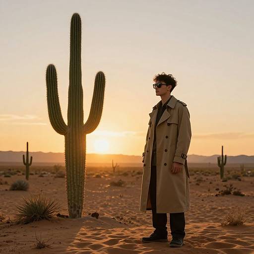 Sentient Cactus in Surreal Desert