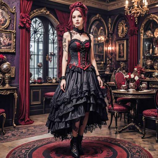 Elegant S-Shaped Woman in Gothic Attire