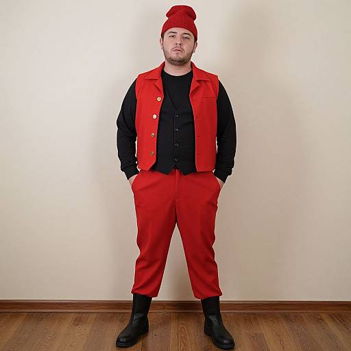 Chubby Male in Red Vest Costume
