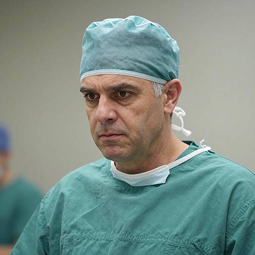 Intense Surgeon Portrait in Surgical Attire