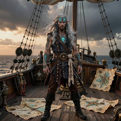 Mystical Elf Pirate at Sunset