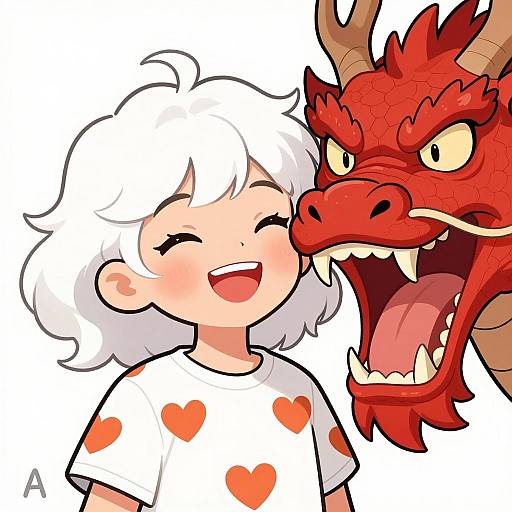 Whimsical Girl and Fierce Dragon Scene