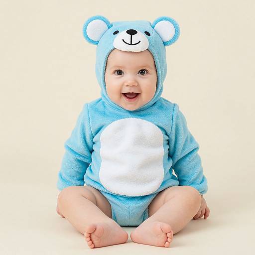 Toddler in Blue Bear Costume