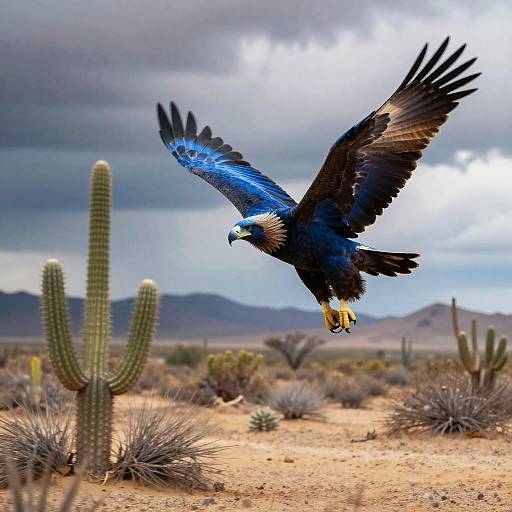 Blue Desert Eagle in Stormy Skies