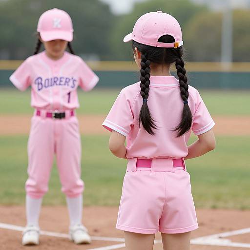 Girl in Pink Baseball Uniform