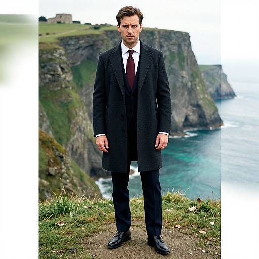 Confident Man in Tailored Suit by Ruins