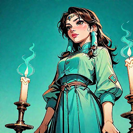 Moody Candlelit Portrait in Blue-Green