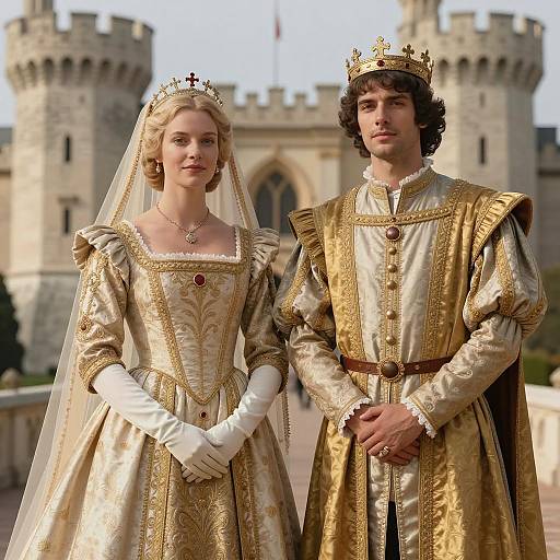 Medieval Royal Couple in Regal Attire