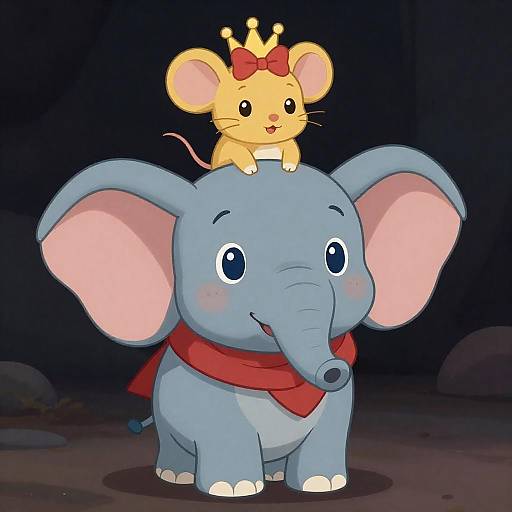 Adorable Elephant and Mouse Illustration