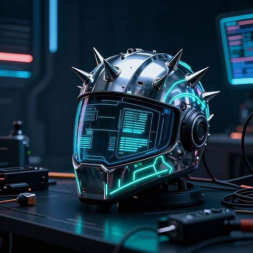 Cyberpunk Spiked Helmet with AR Visor