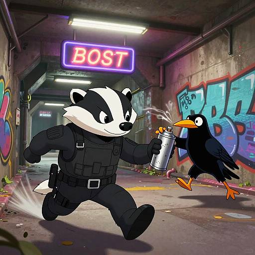 Badger SWAT Chasing Crow Graffiti