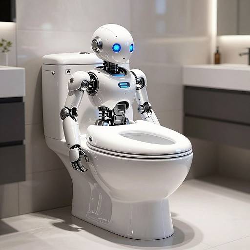 Futuristic Robot-Shaped Mimic Toilet