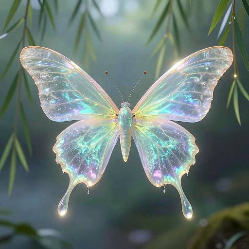Ethereal Willow Sprite with Aurora Wings