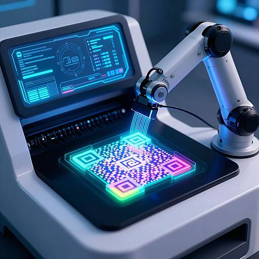Futuristic AI QR Code Generator Machine