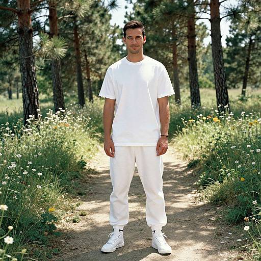 Man in Minimalist Nature Outfit