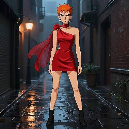 Edgy Urban Fashion in Rainy Alley