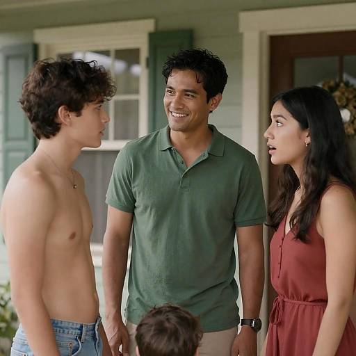 Cheerful Porch Gathering with Friends