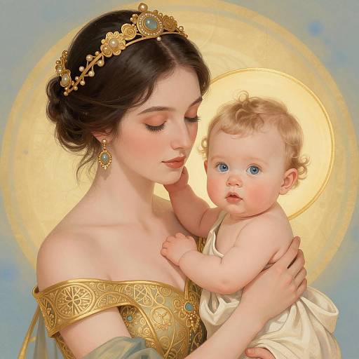 Elegant Portrait of Mother and Child