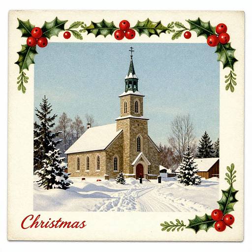 Vintage Snowy Christmas Postcard