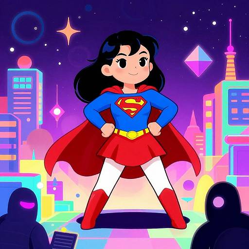 Kawaii Supergirl Programmer in Cyberspace